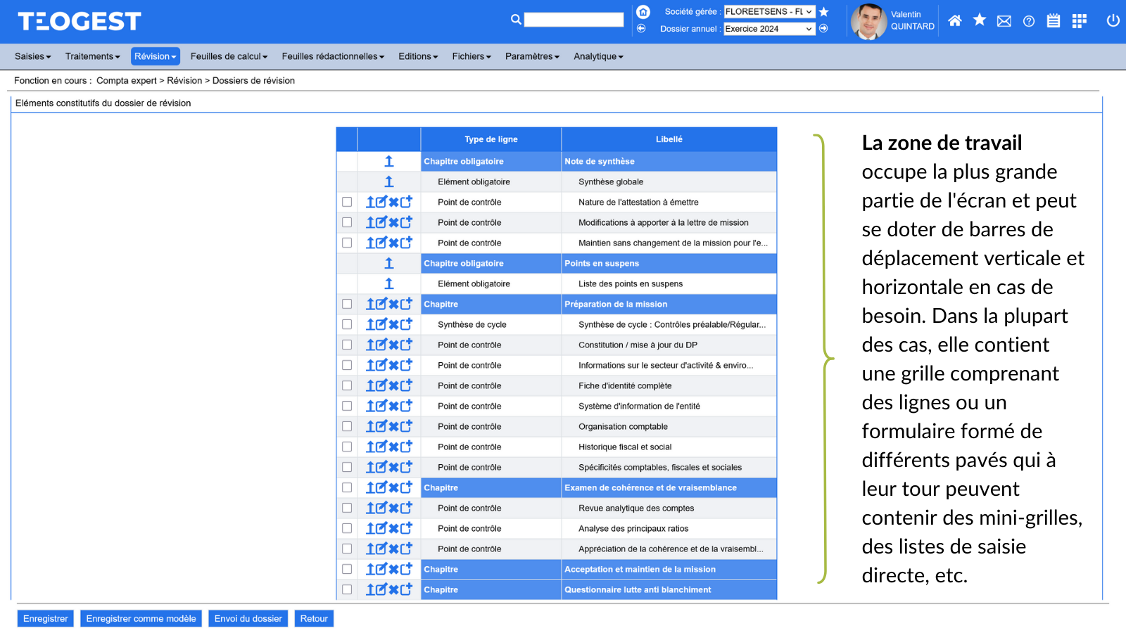 Lorganisation standardisee des pages decoupee en cinq zones  4  Lespace de travail